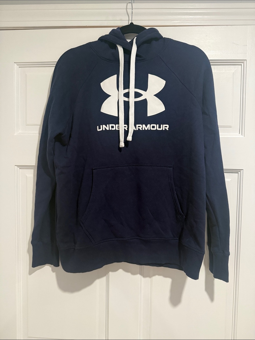 Under Armour Navy Pullover Hoodie with White Logo